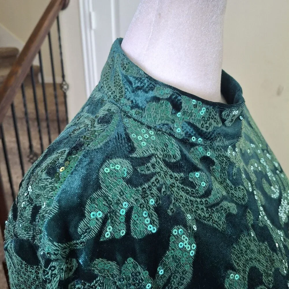 VENUS Velvet Sequin Mini Dress Green Women 10 Cocktail Holiday Christmas Party